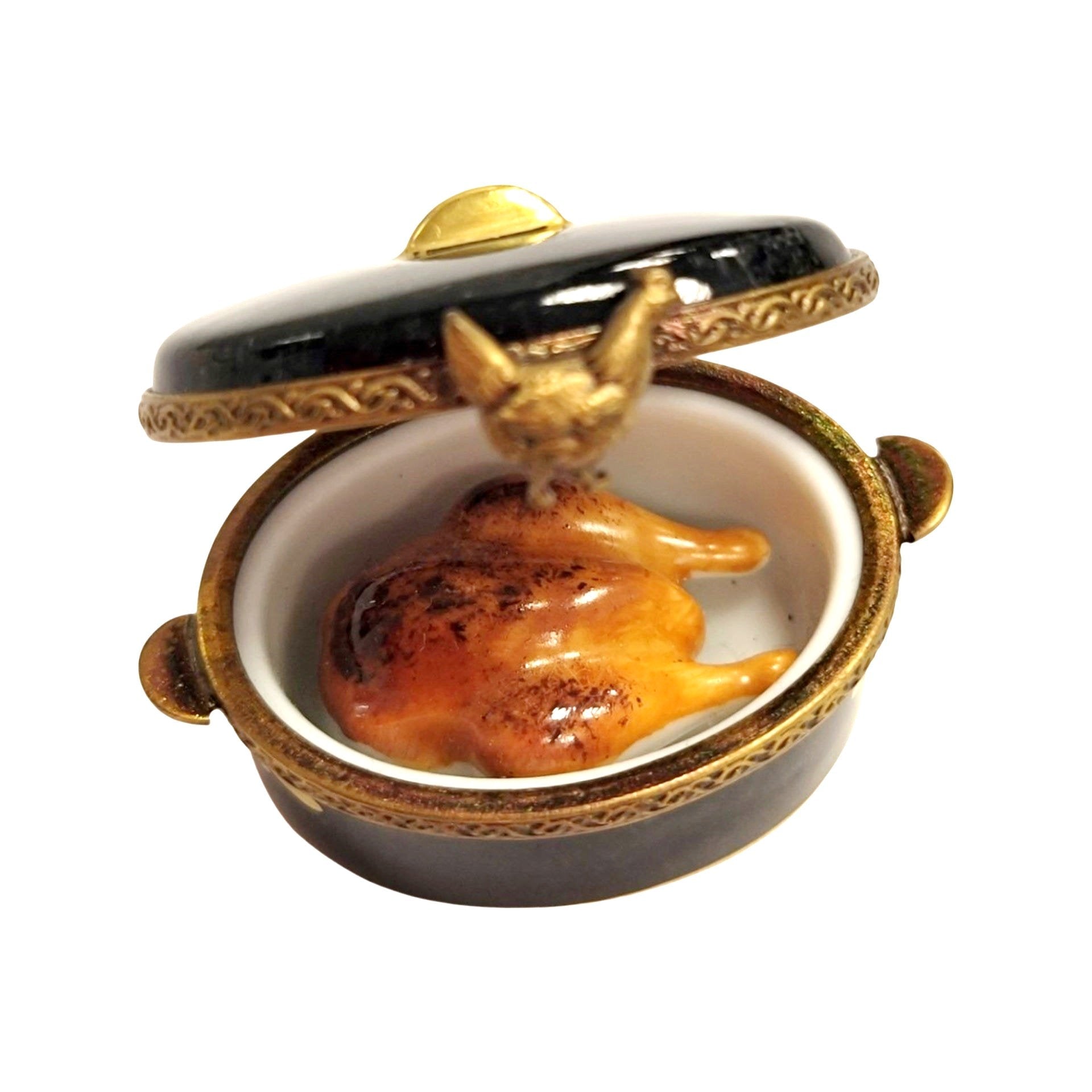 Charming Chicken Turkey Roaster Porcelain Limoges food French Trinket Box