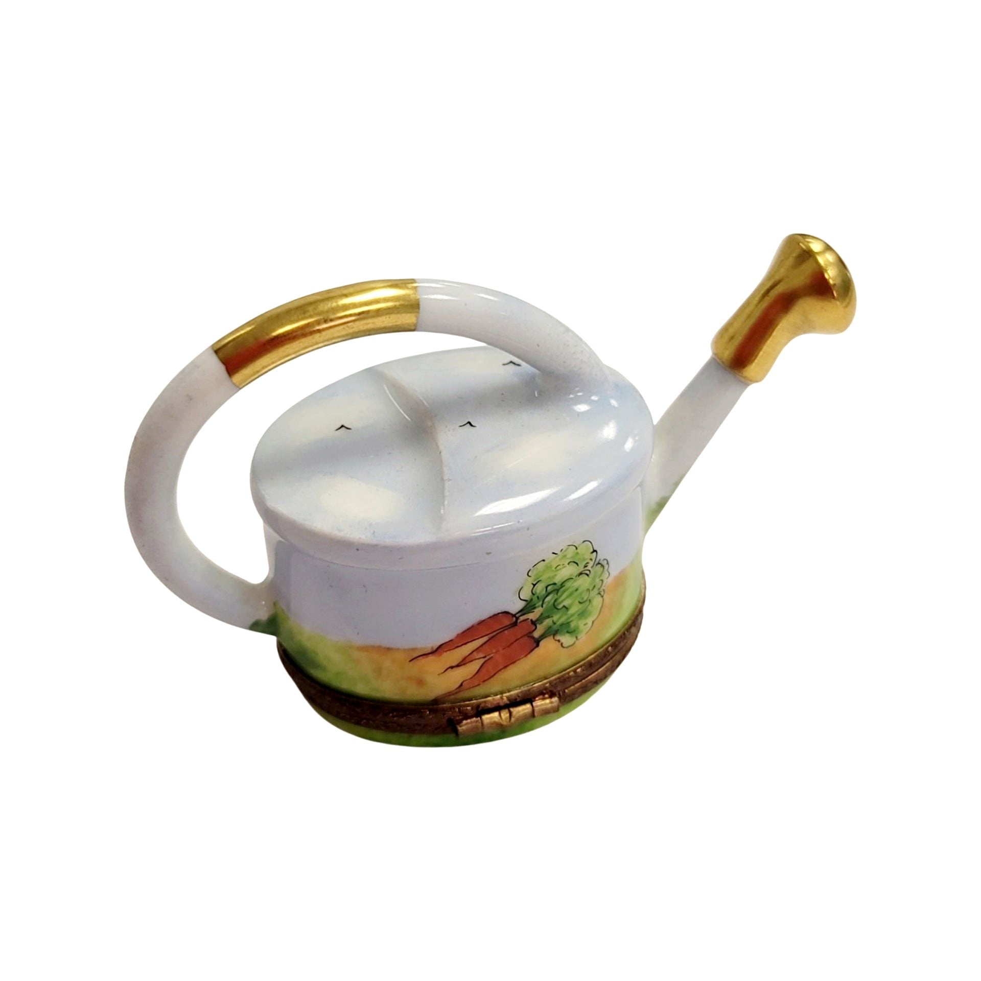 Charming Chicken Watering Can Porcelain Limoges Limoges Box garden flowers frog French Trinket Box