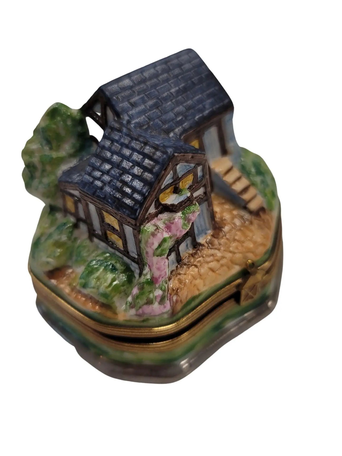 Charming Country Cottage Limoges Box Porcelain Limoges home French Trinket Box