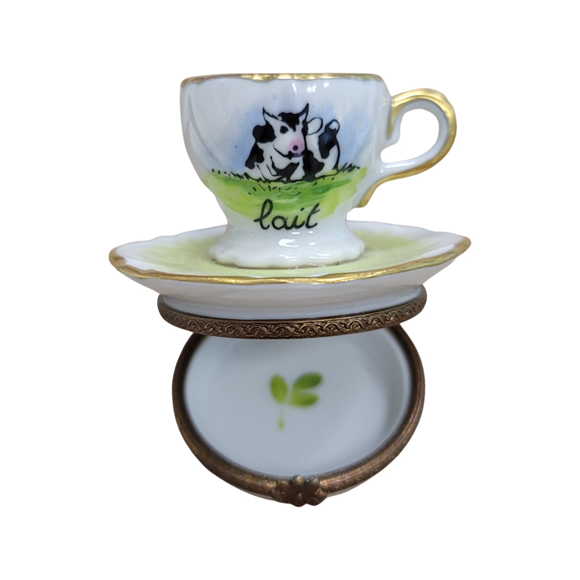 Charming Cow Milk Cup Porcelain Limoges Food China French Trinket Box
