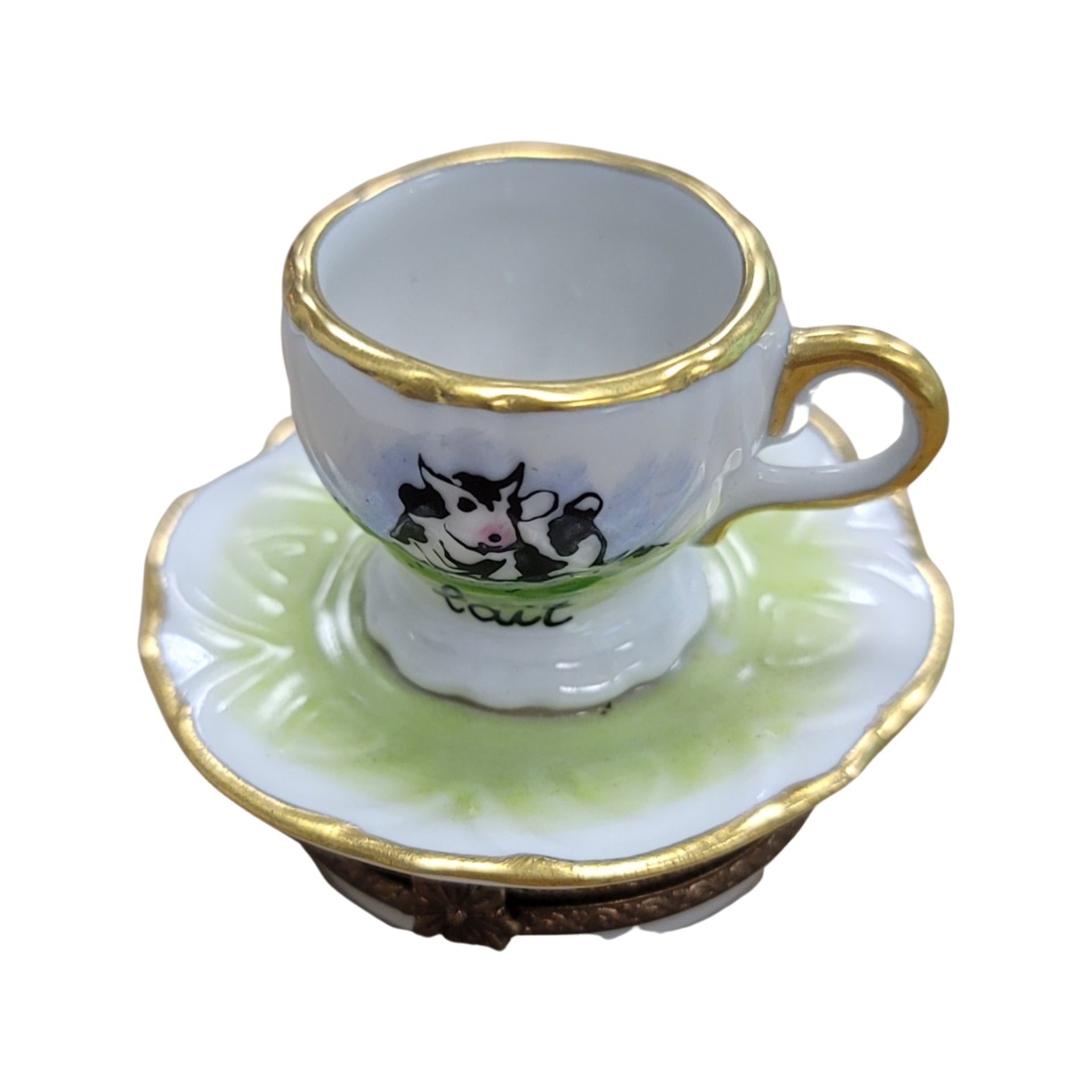 Charming Cow Milk Cup Porcelain Limoges Food China French Trinket Box