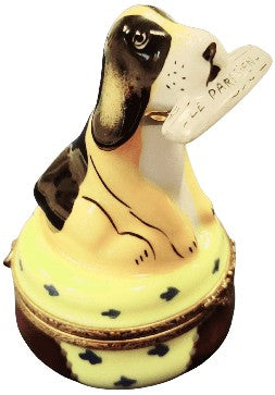 Charming Dog With Newspaper Figurine Porcelain Limoges Dog LIMOGES BOXES French Trinket Box