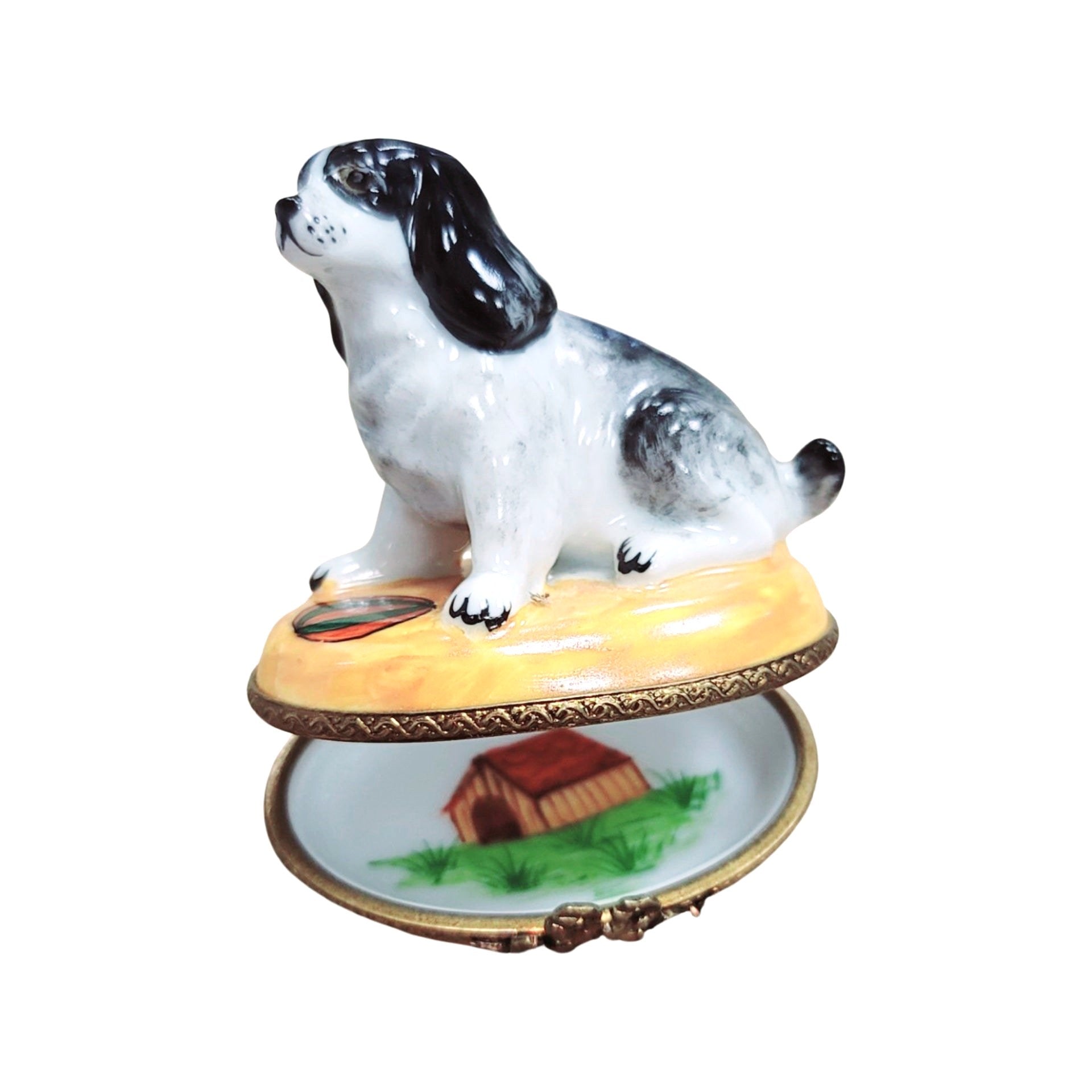 Charming Dog with Playful Ball Porcelain Limoges dog limoges box French Trinket Box