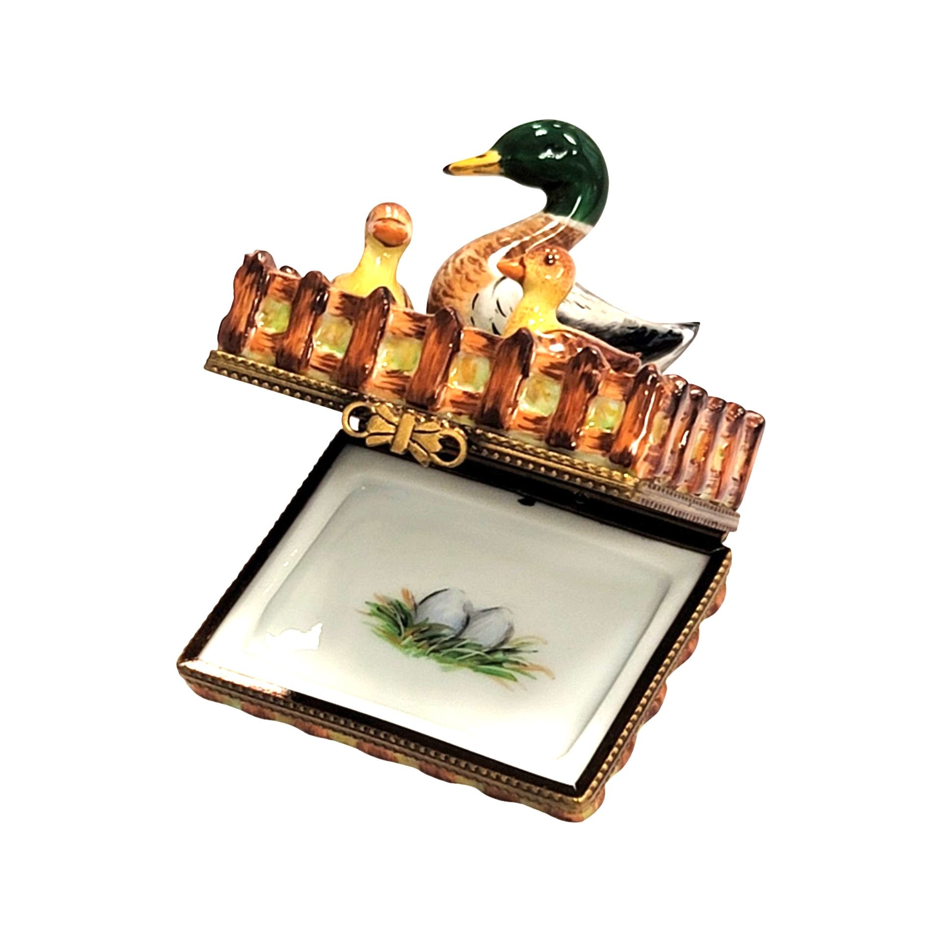 Charming Duck Family Limoges Box Porcelain Limoges bird limoges boxes farm bird French Trinket Box