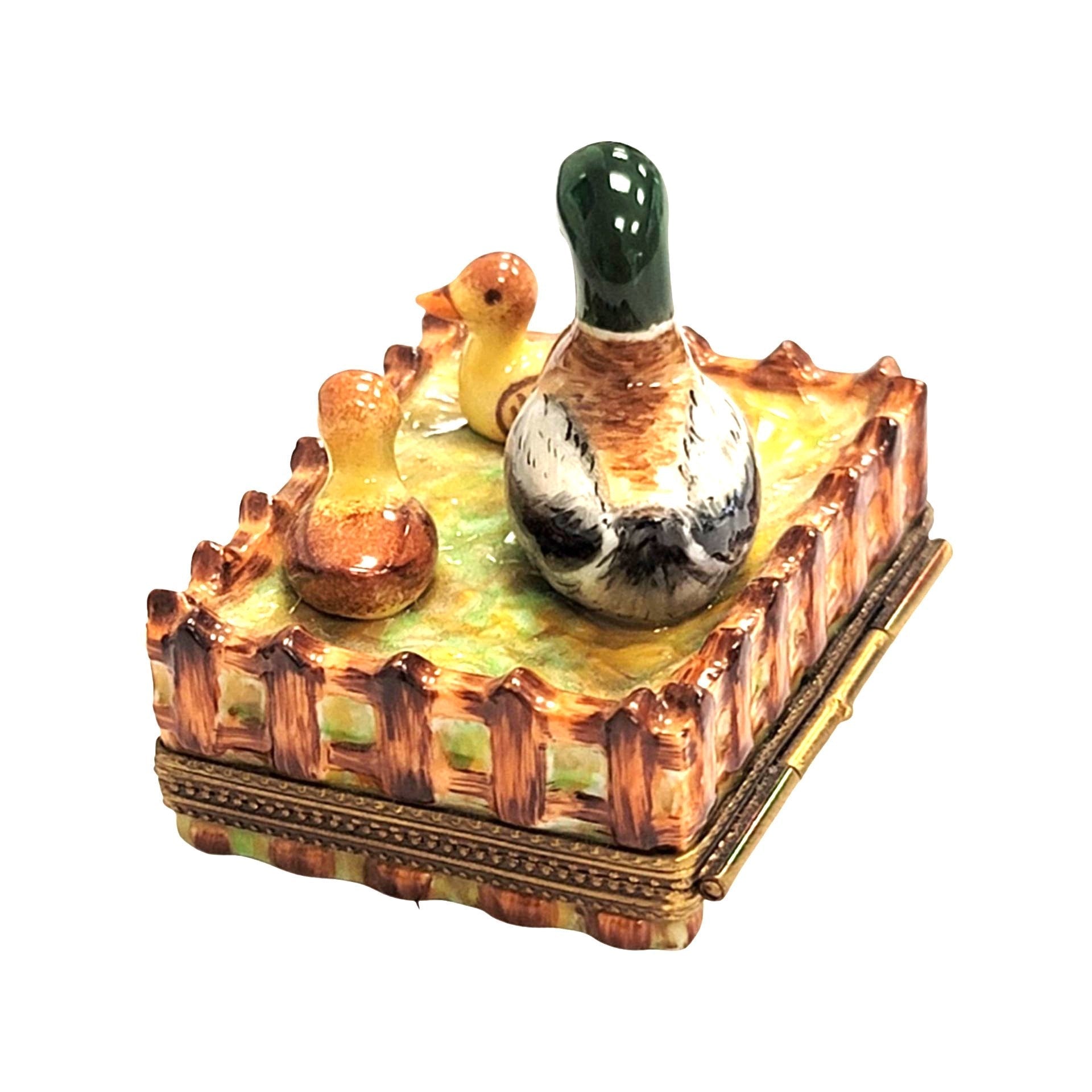 Charming Duck Family Limoges Box Porcelain Limoges bird limoges boxes farm bird French Trinket Box