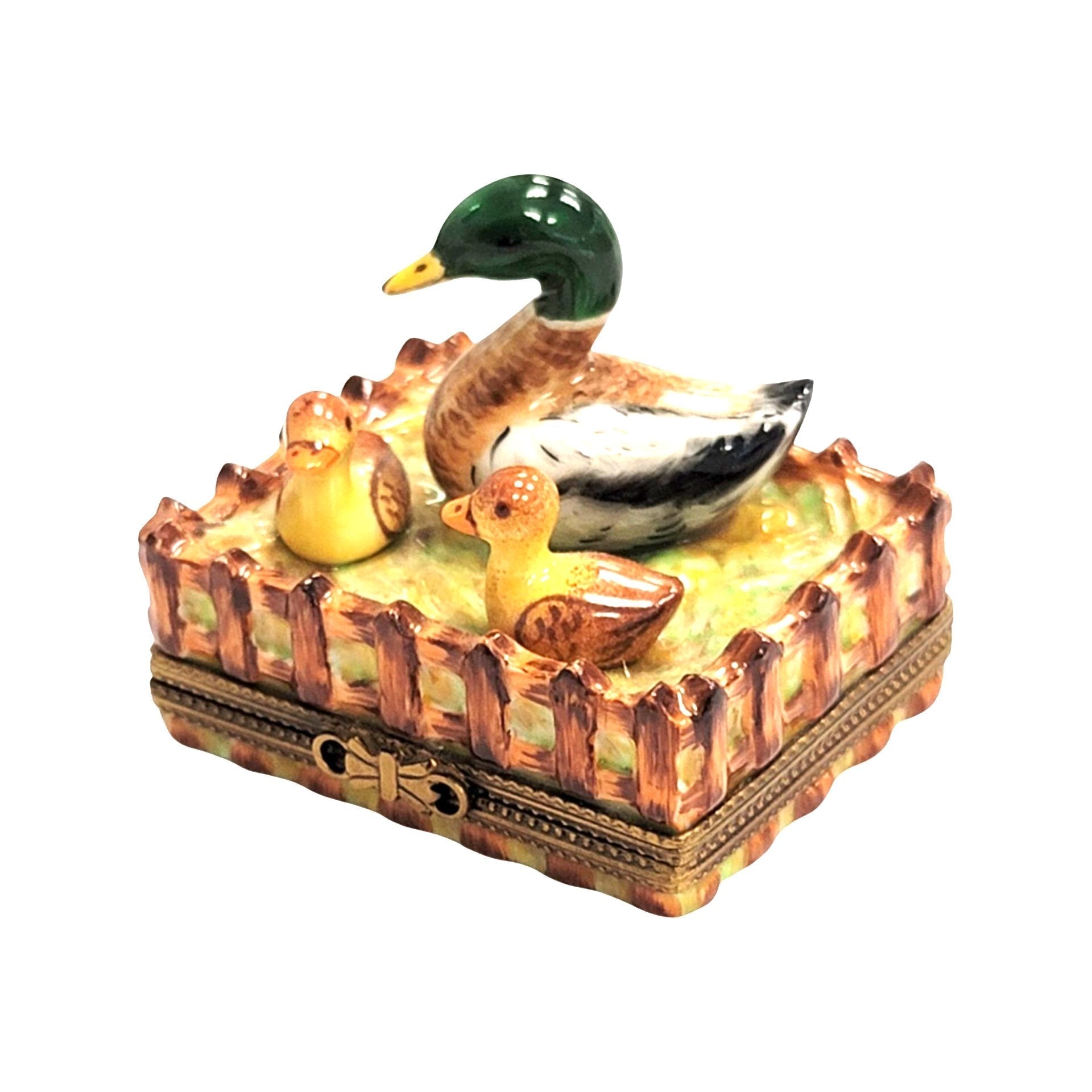 Charming Duck Family Limoges Box Porcelain Limoges bird limoges boxes farm bird French Trinket Box