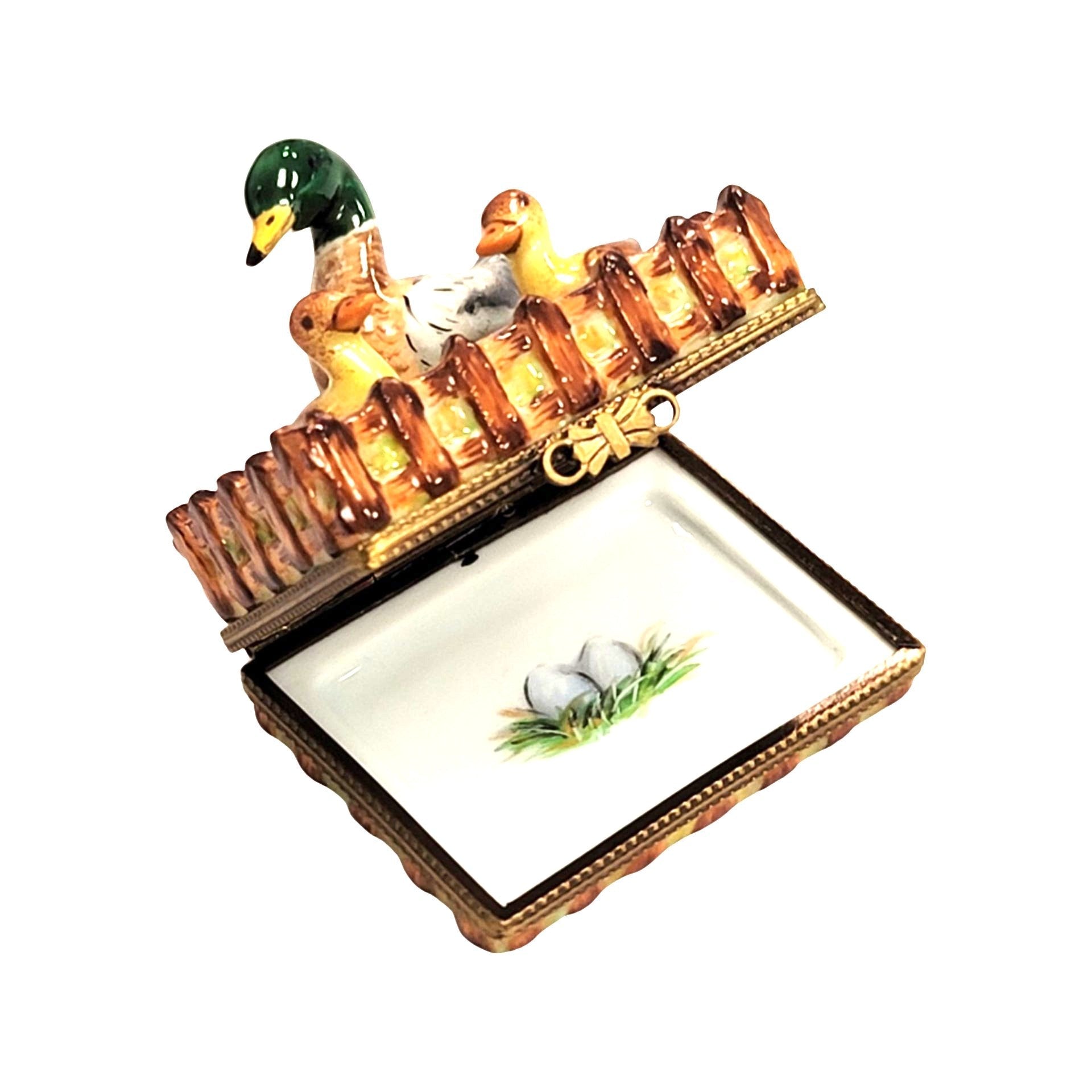 Charming Duck Family Limoges Box Porcelain Limoges bird limoges boxes farm bird French Trinket Box