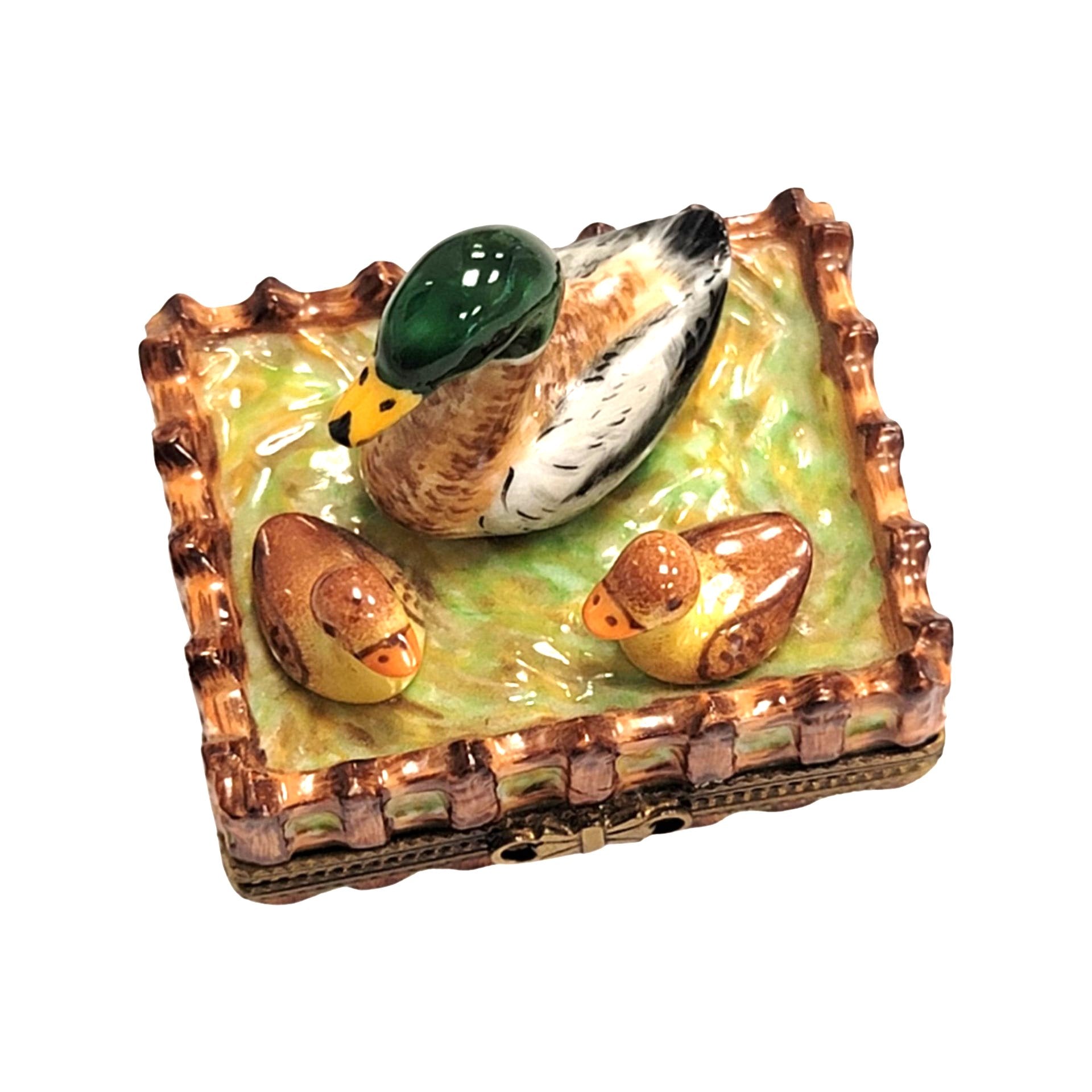 Charming Duck Family Limoges Box Porcelain Limoges bird limoges boxes farm bird French Trinket Box