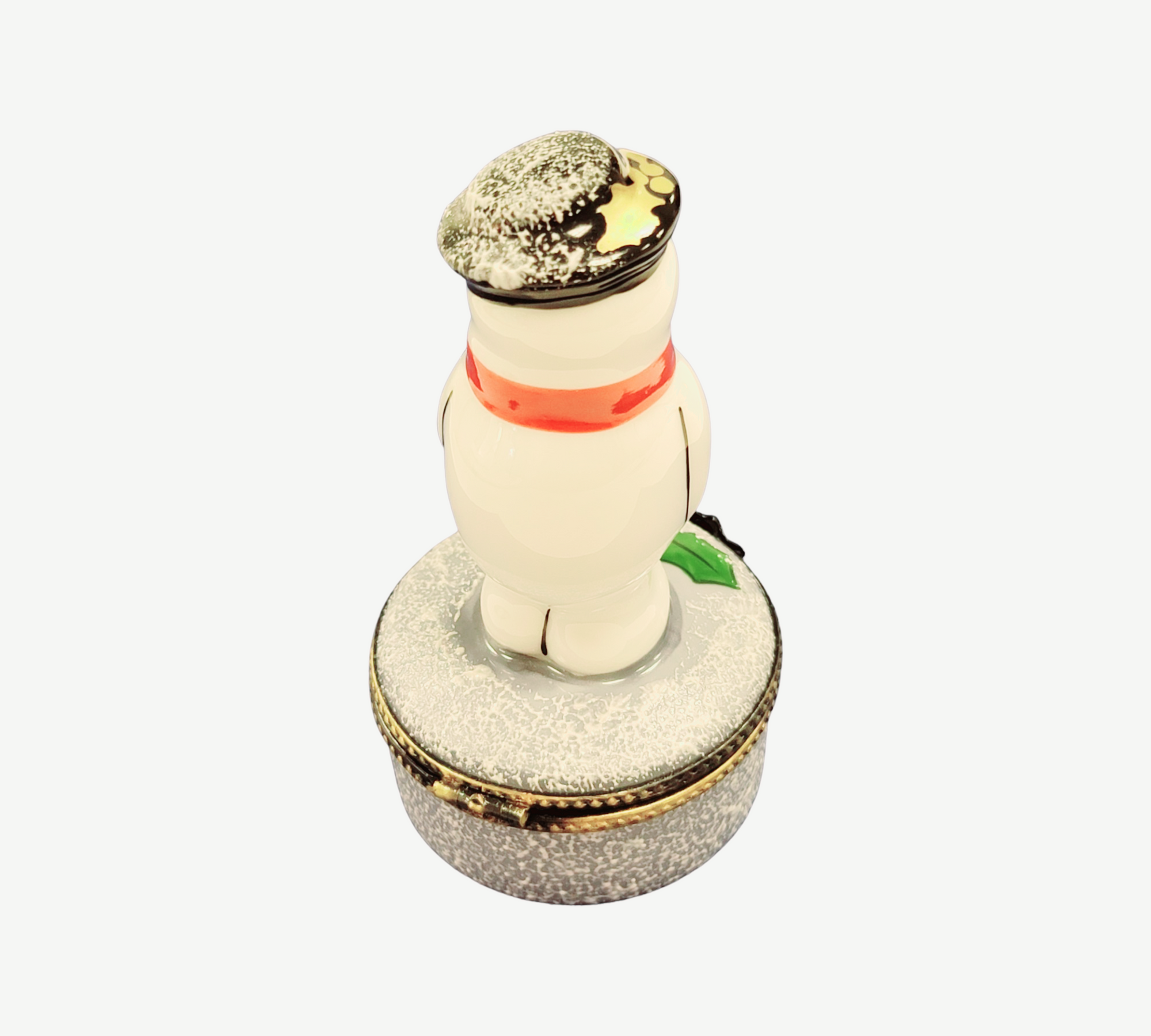 Charming French Snowman Figurine Porcelain Limoges Snowman French Trinket Box