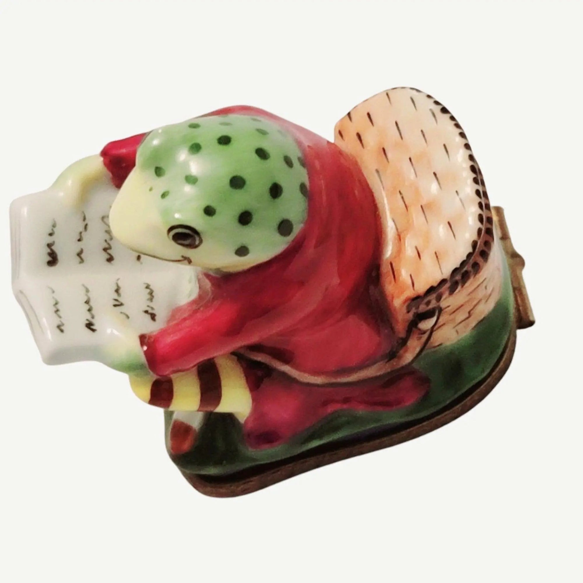 Charming Frog Reading Limoges Box Porcelain Limoges turtle frog furniture French Trinket Box