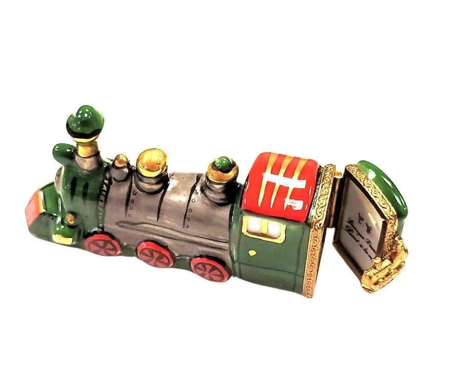 Charming Limoges Train Figurine Porcelain Limoges vehicle xmas French Trinket Box