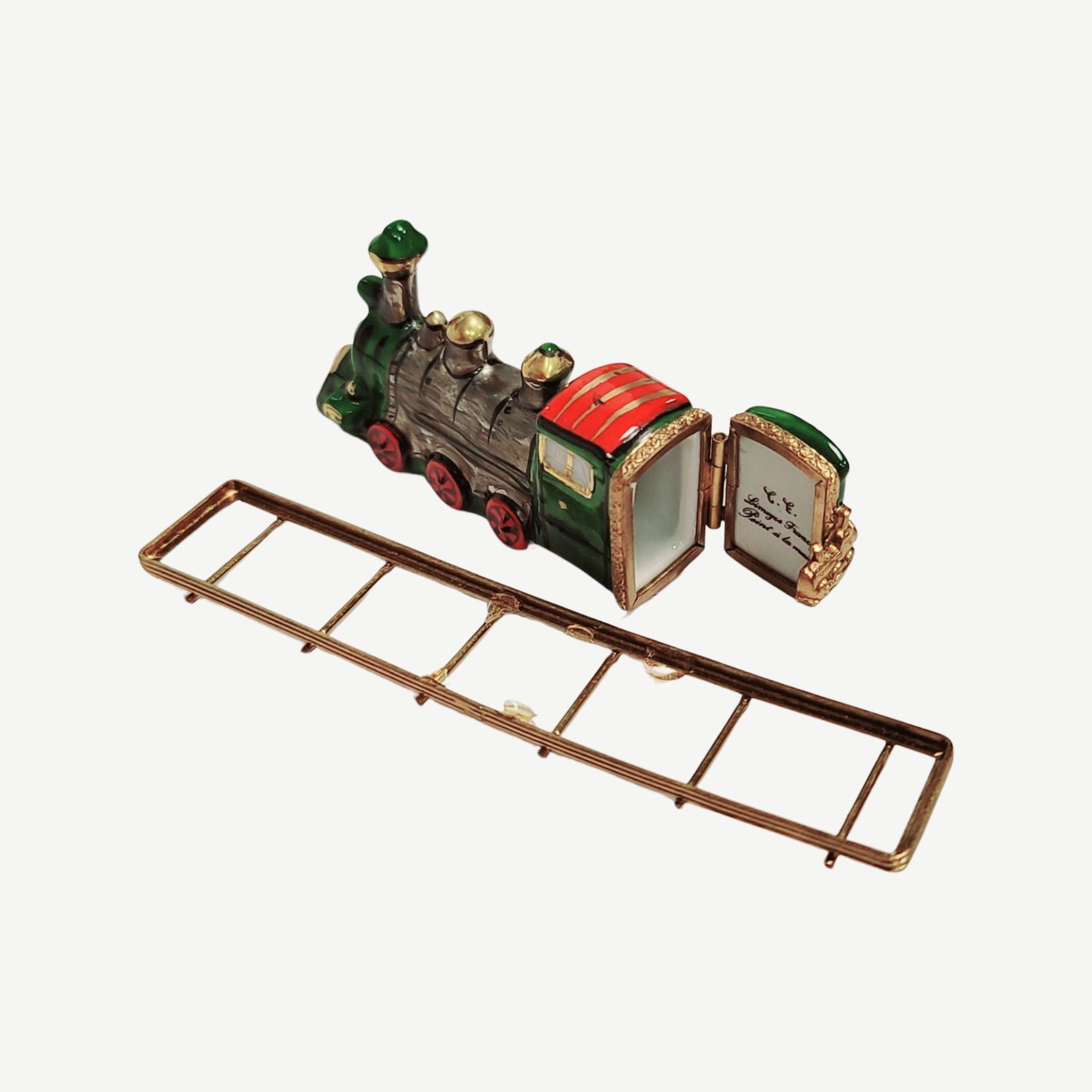 Charming Locomotive Porcelain Box Porcelain Limoges travel BABY maternity figurine LIMOGES BOXES French Trinket Box
