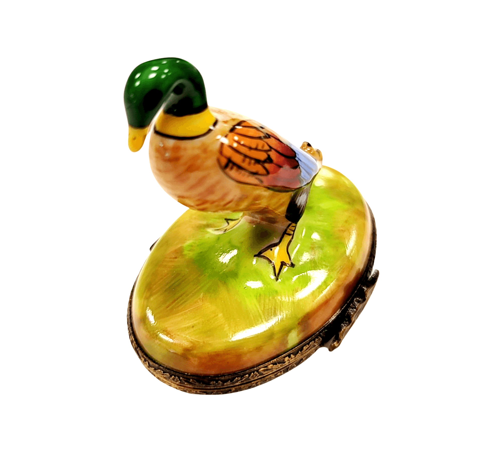 Charming Mallard Duck Figurine Porcelain Limoges bird limoges boxes French Trinket Box
