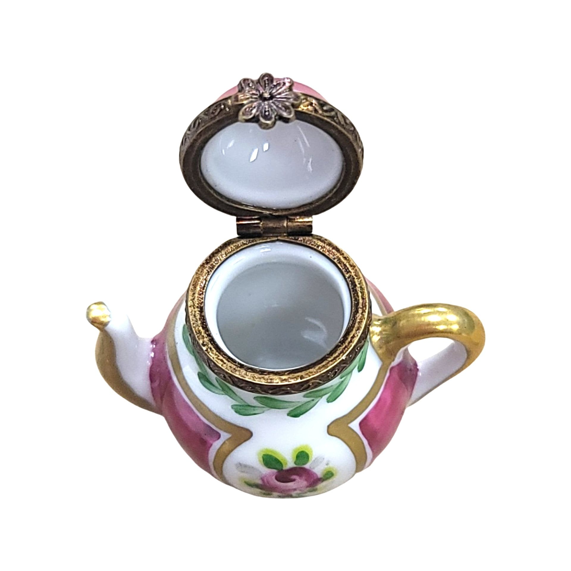 Charming Purple Teapot Treasure Porcelain Limoges China French Trinket Box