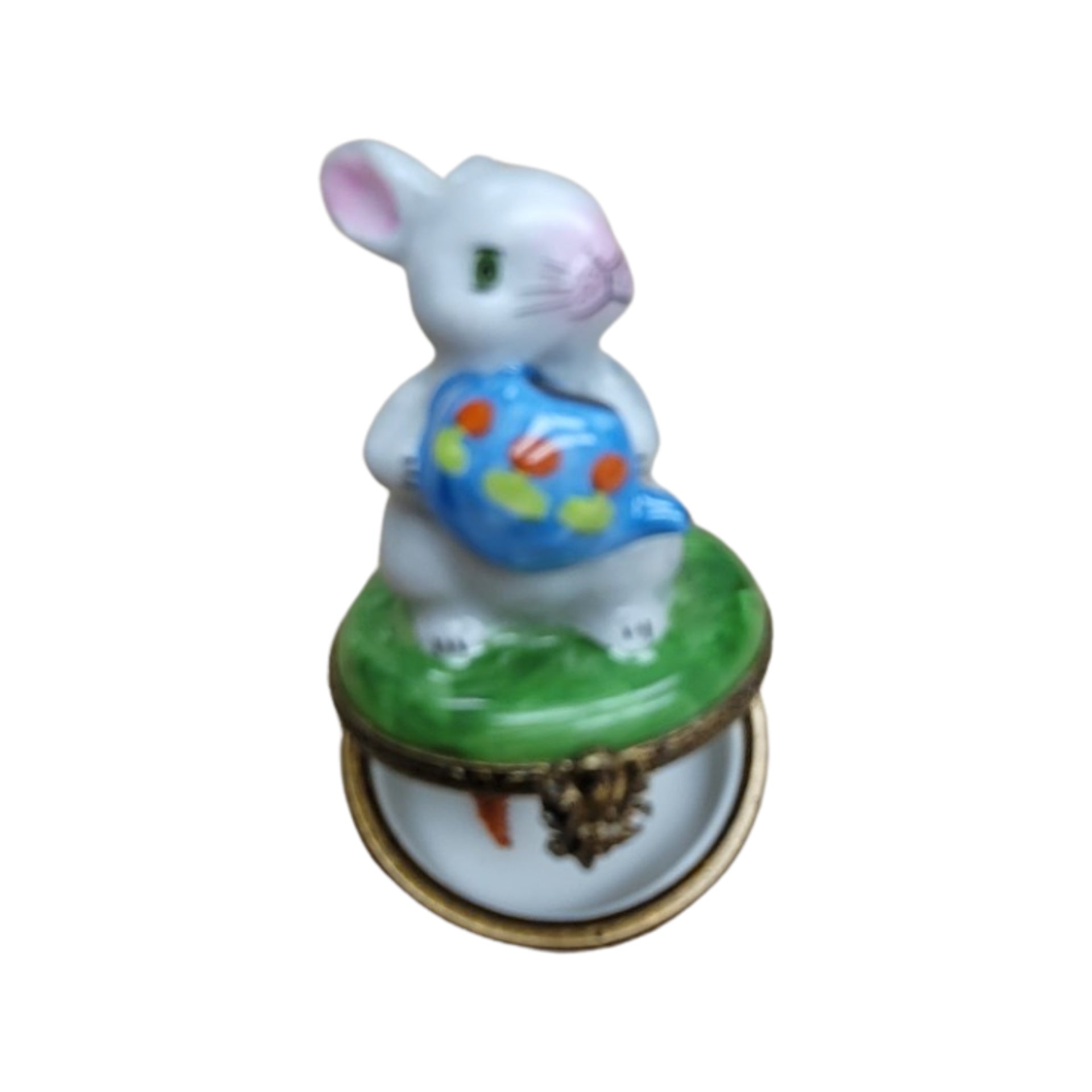 Charming Rabbit Watering Can Box Porcelain Limoges mice rabbit limoges boxes garden flowers French Trinket Box
