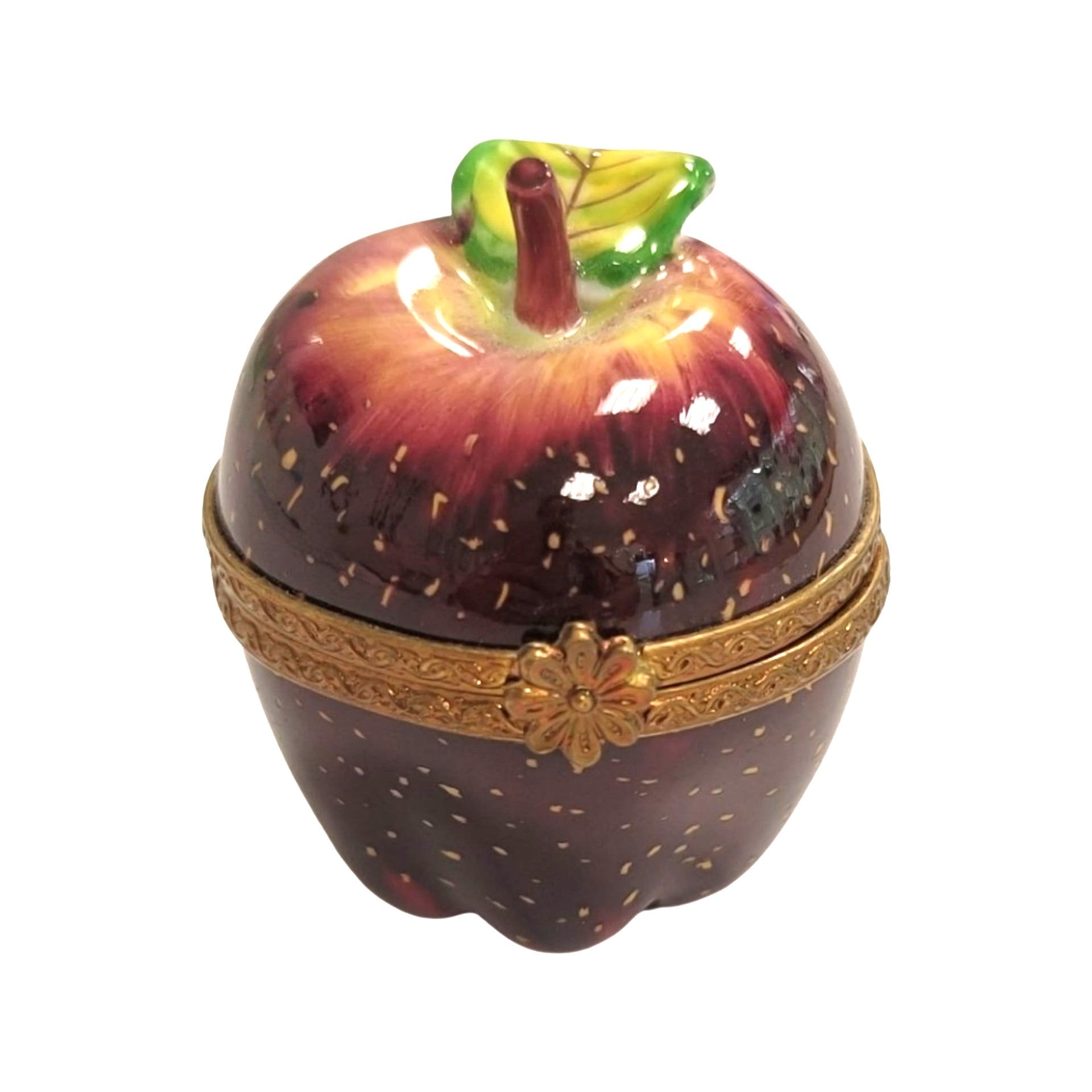 Charming Red Apple Limoges Box Porcelain Limoges fruit vegetables French Trinket Box