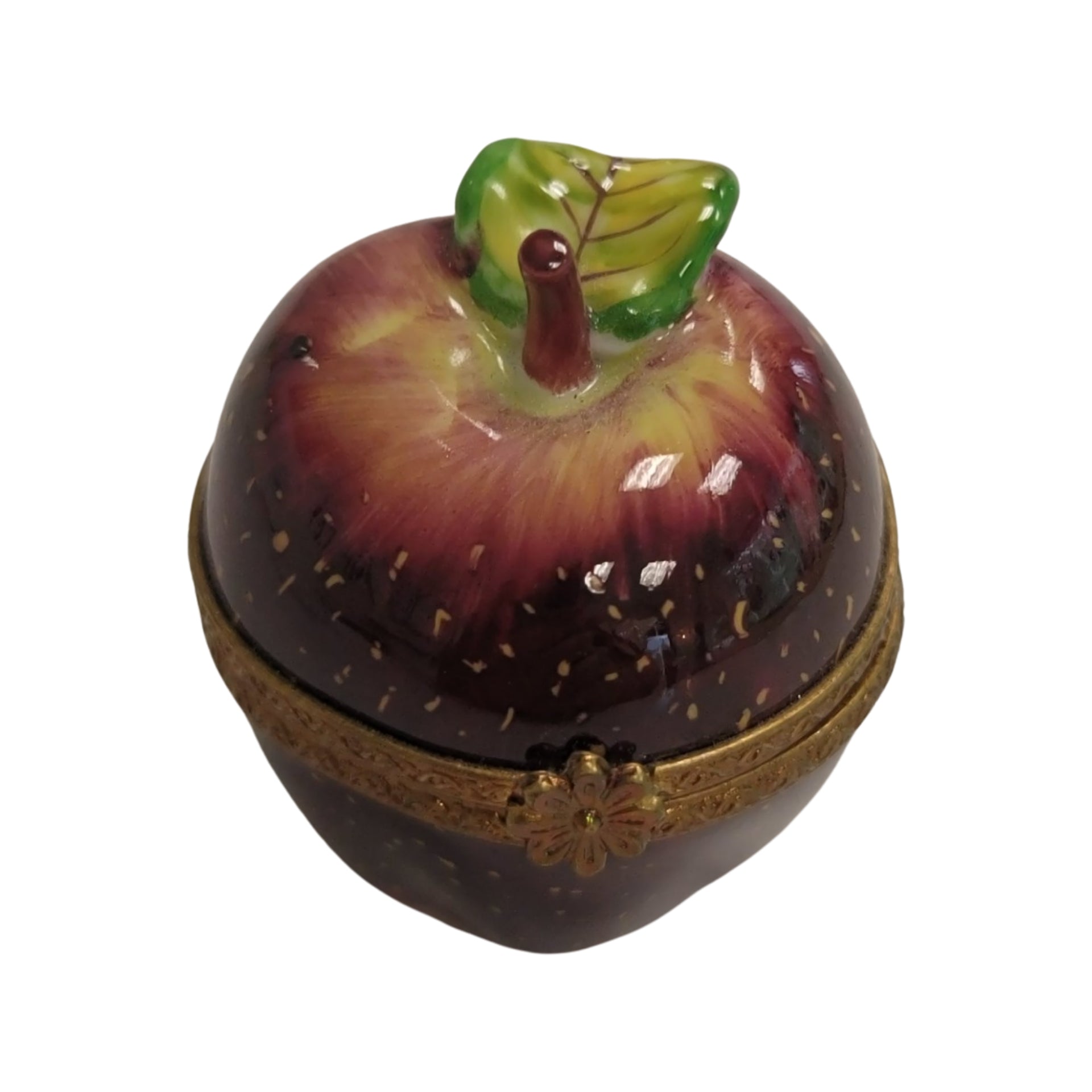 Charming Red Apple Limoges Box Porcelain Limoges fruit vegetables French Trinket Box