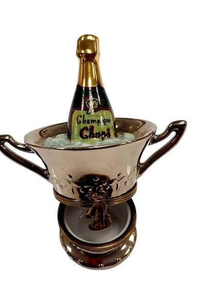 Charming Silver Champagne Bucket Porcelain Limoges Wine French Trinket Box