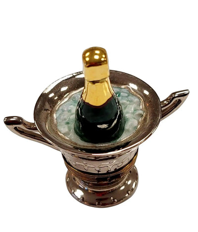 Charming Silver Champagne Bucket Porcelain Limoges Wine French Trinket Box