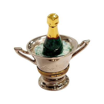 Charming Silver Champagne Bucket Porcelain Limoges Wine French Trinket Box