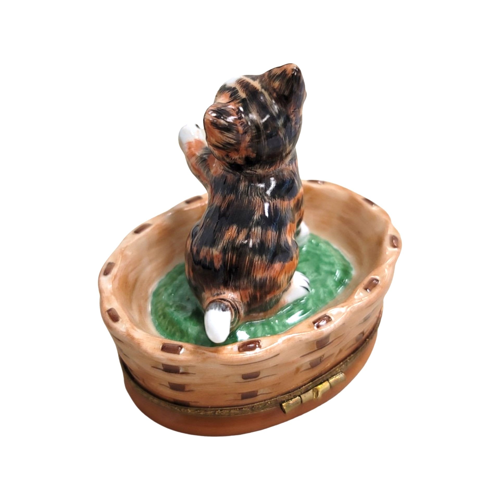 Charming Tabby Cat Figurine Porcelain Limoges cat cats limoge box French Trinket Box