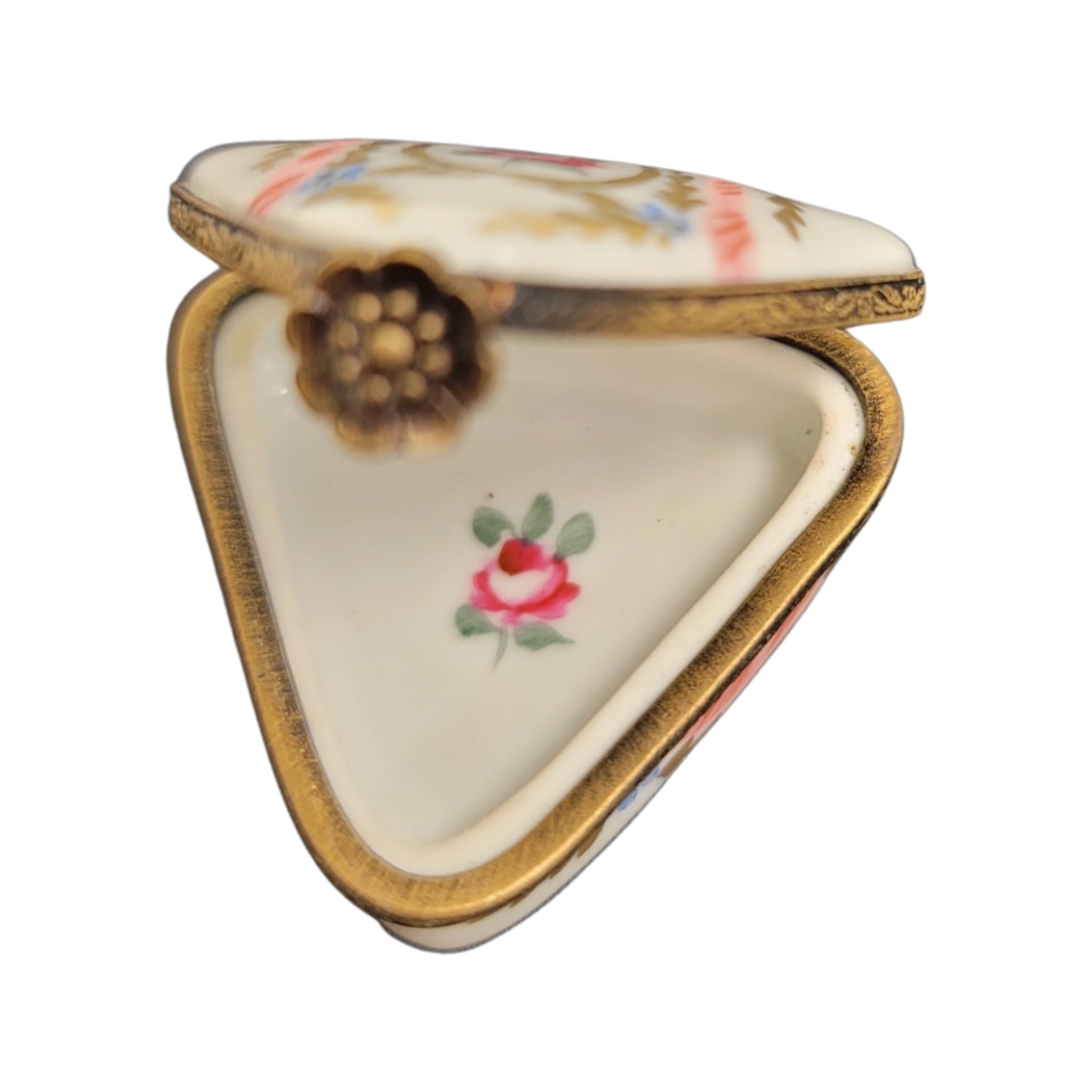 Charming Triangle Floral Limoges Box Porcelain Limoges LIMOGES BOXES traditional French Trinket Box
