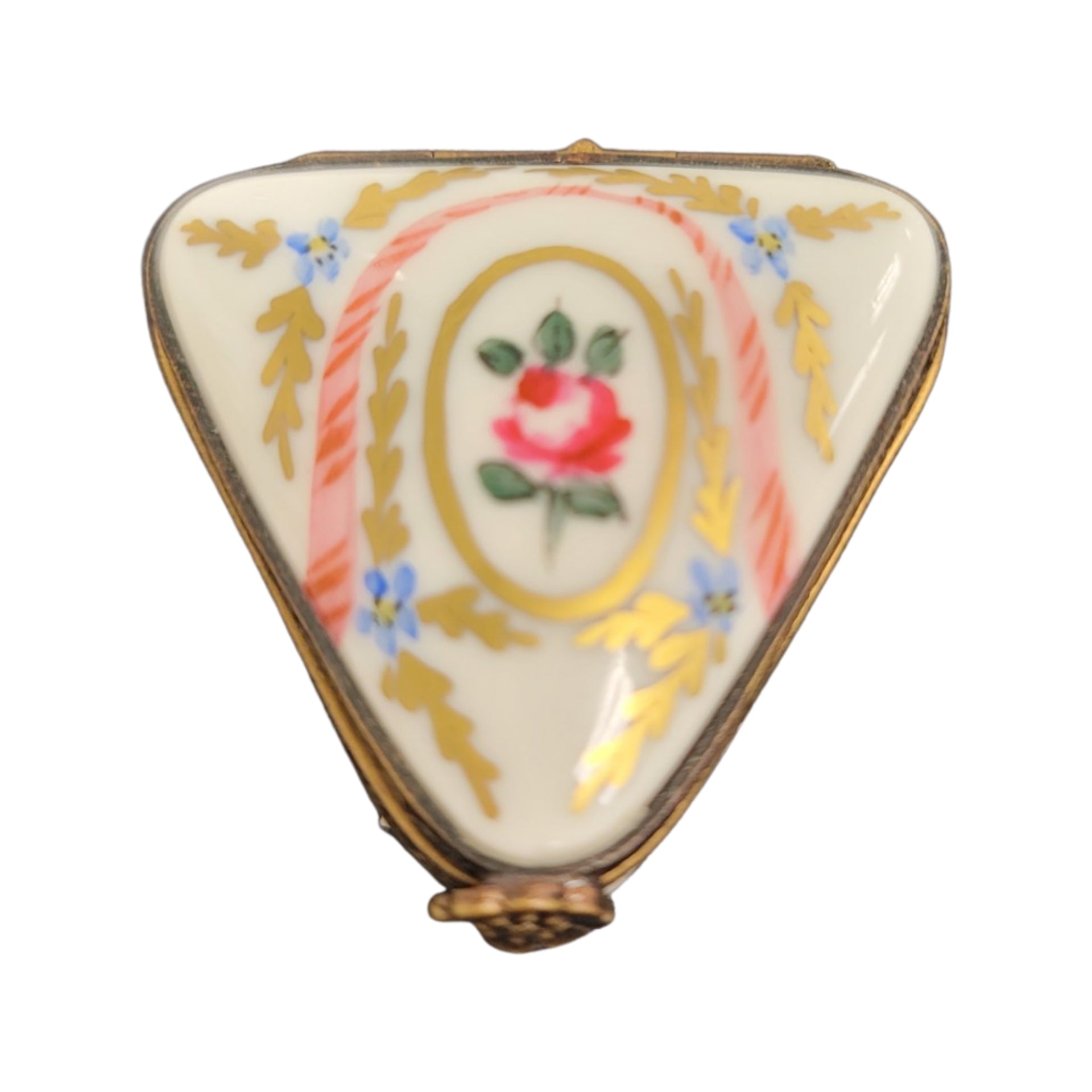Charming Triangle Floral Limoges Box Porcelain Limoges LIMOGES BOXES traditional French Trinket Box