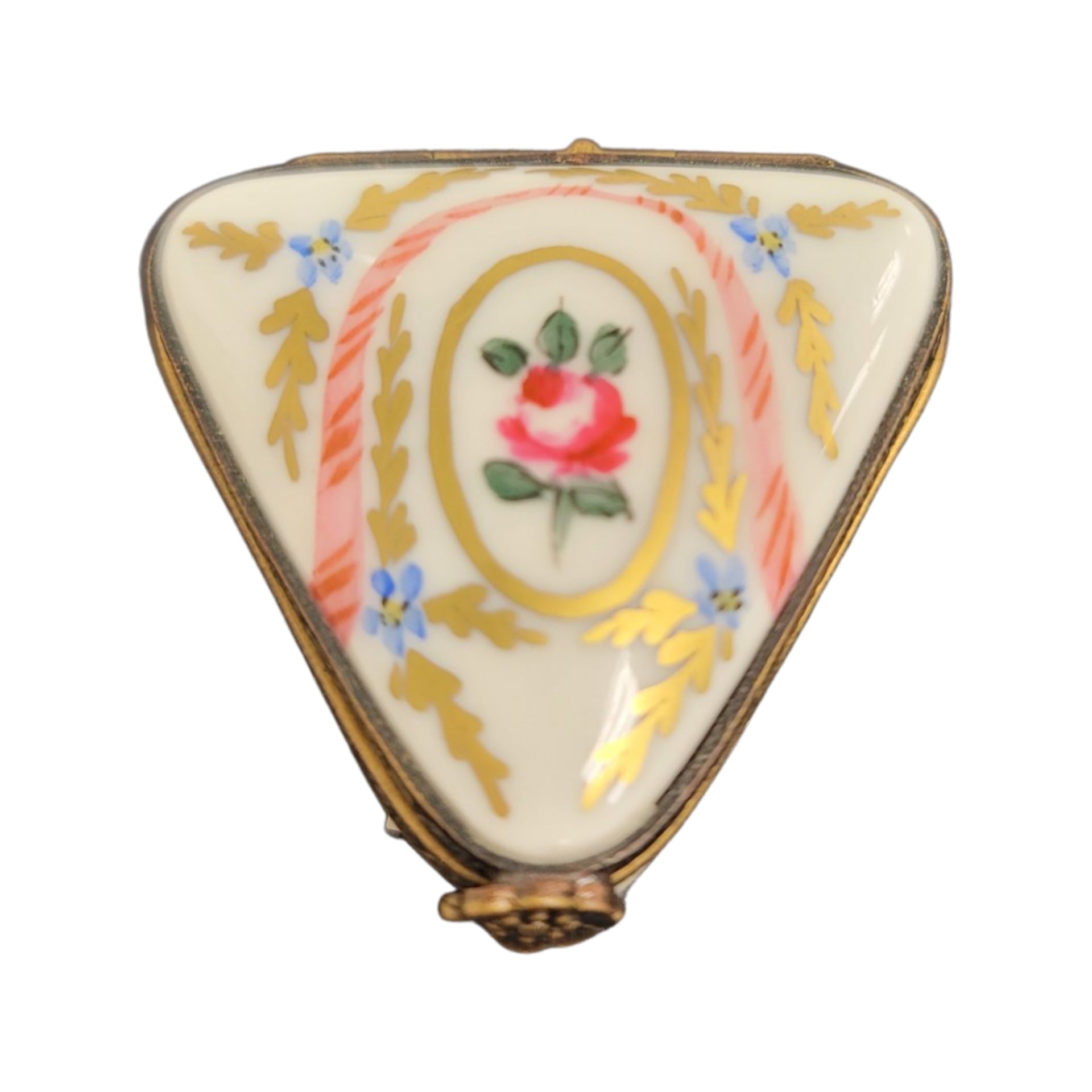 Charming Triangle Floral Limoges Box Porcelain Limoges LIMOGES BOXES traditional French Trinket Box