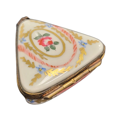 Charming Triangle Floral Limoges Box Porcelain Limoges LIMOGES BOXES traditional French Trinket Box
