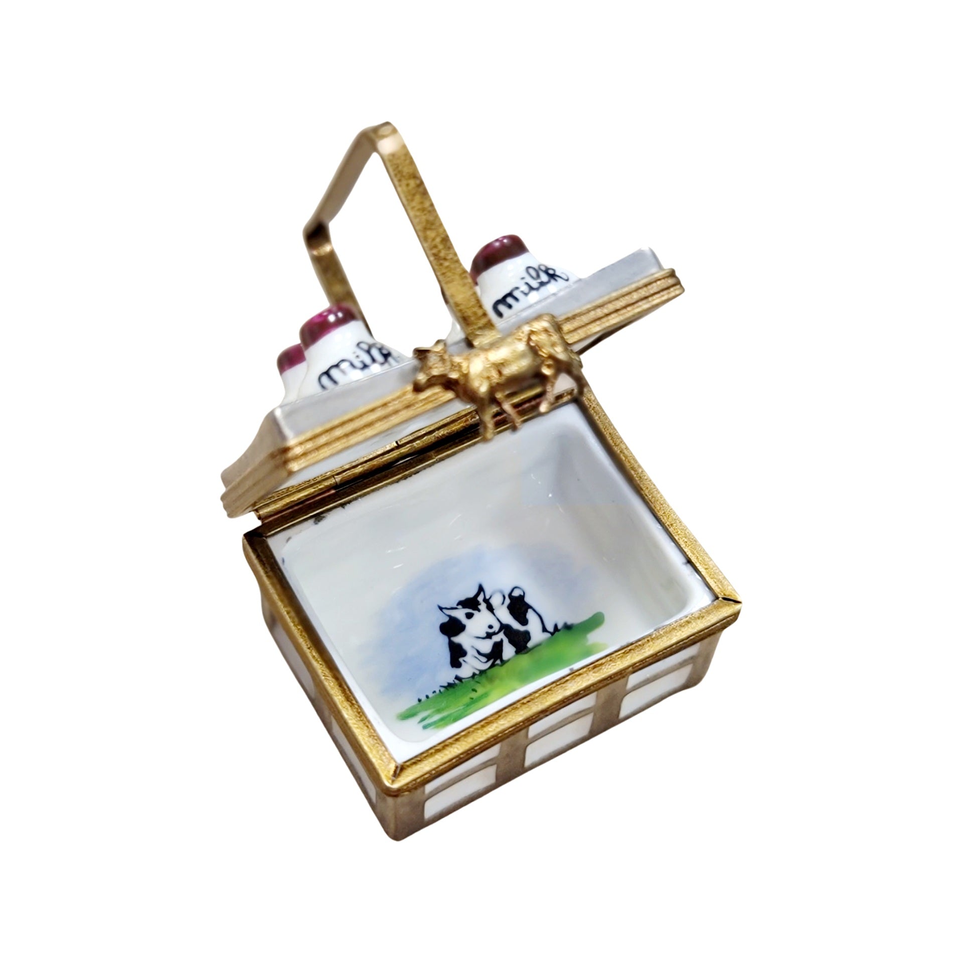 Charming Vintage Milk Bottles Porcelain Limoges food French Trinket Box