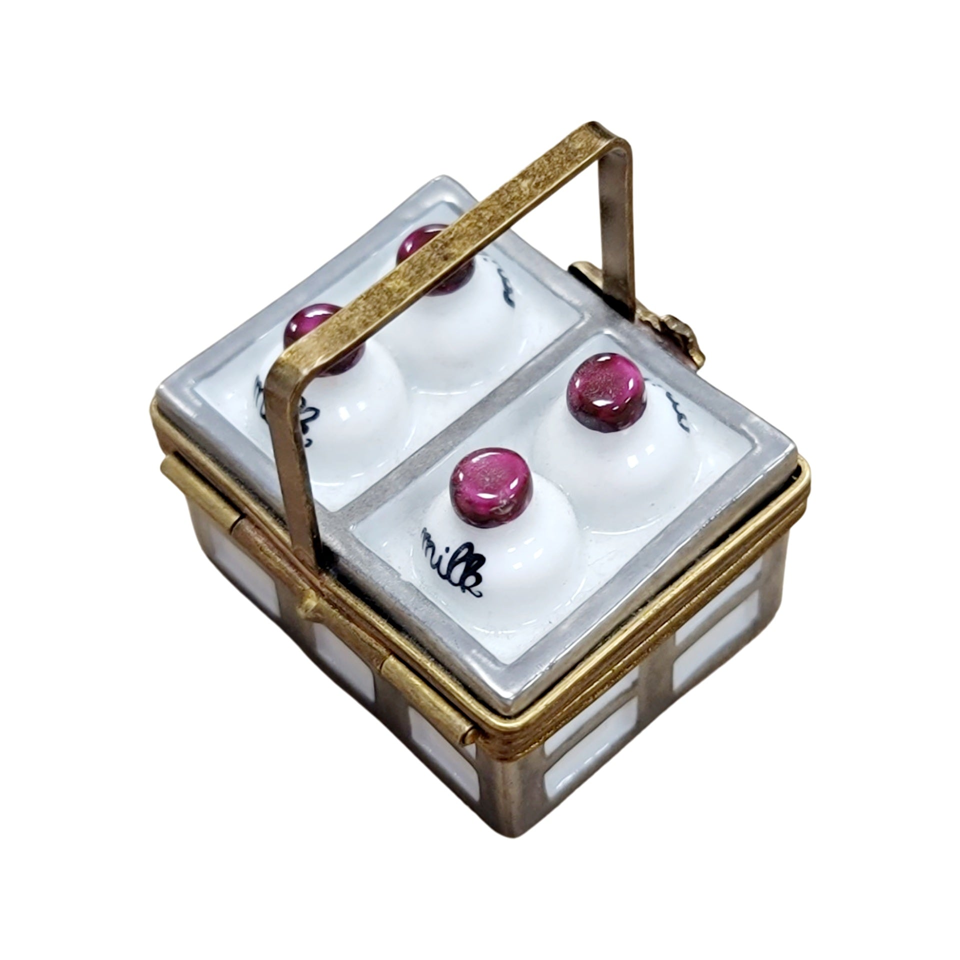 Charming Vintage Milk Bottles Porcelain Limoges food French Trinket Box