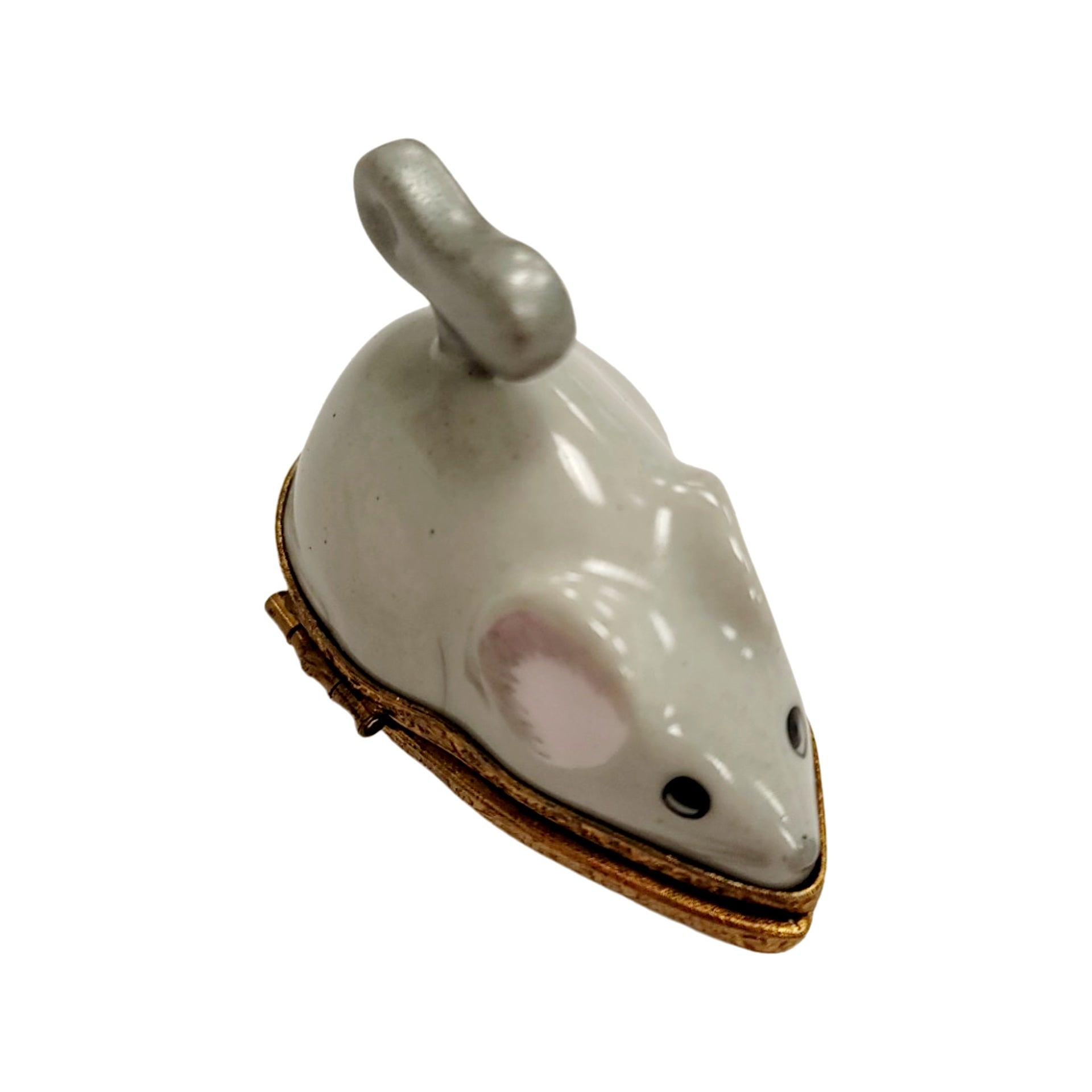 Charming Wind Up Mouse Box Porcelain Limoges mouse French Trinket Box