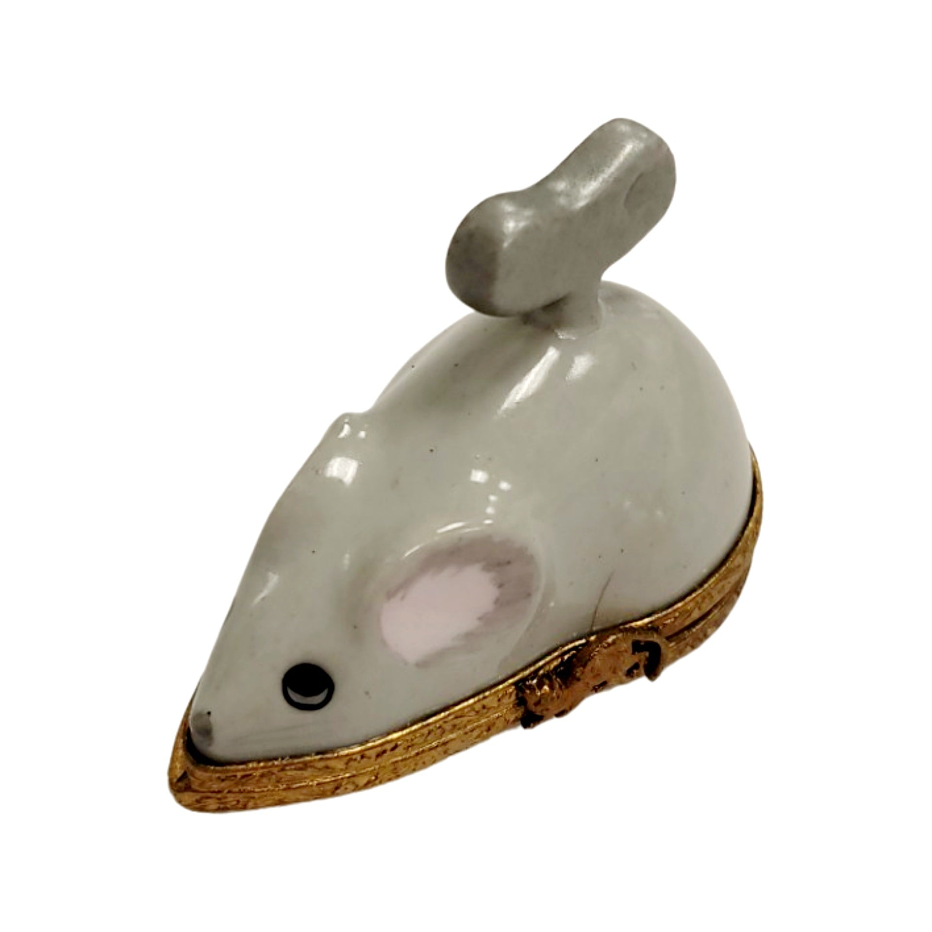 Charming Wind Up Mouse Box Porcelain Limoges mouse French Trinket Box