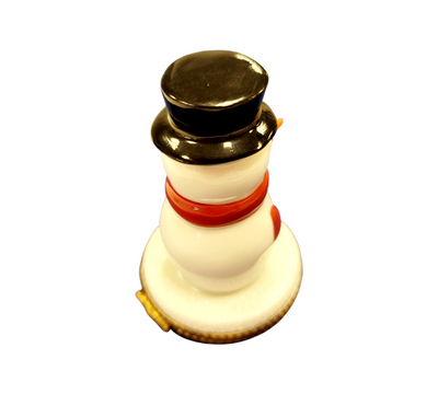 Charming Winter Snowman Trinket Box Porcelain Limoges Snowman French Trinket Box