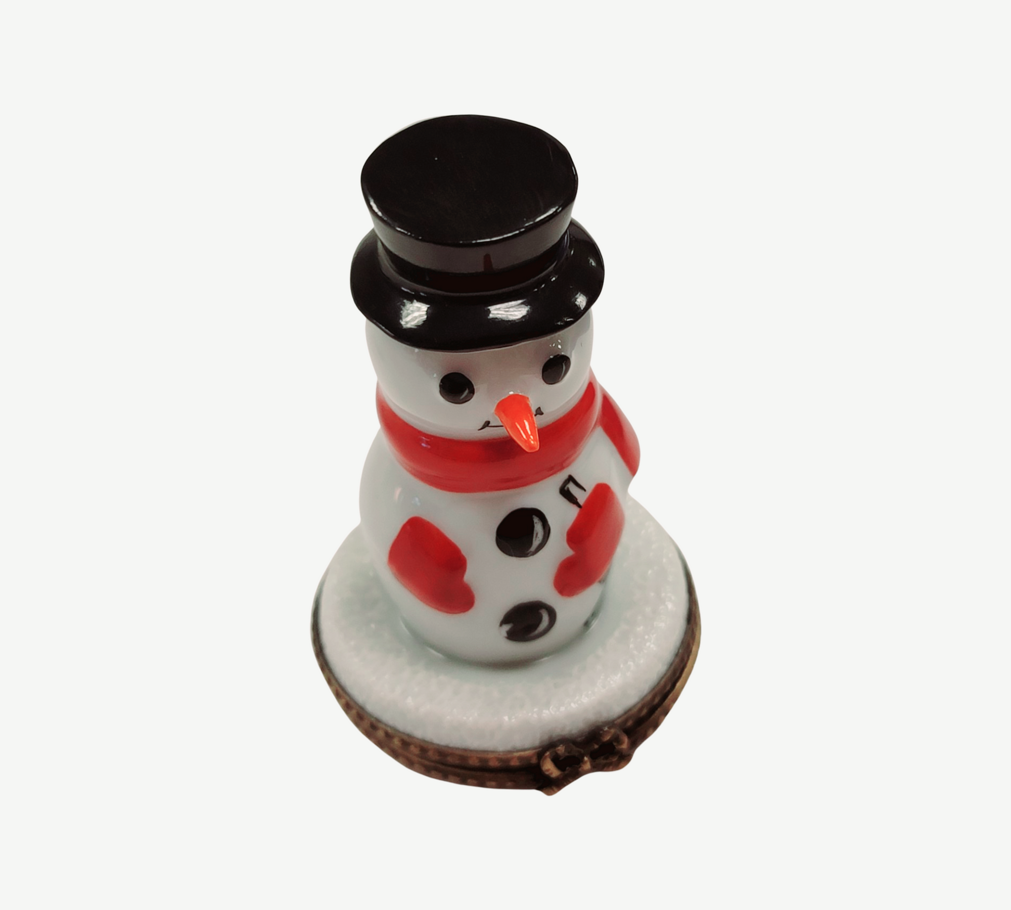 Charming Winter Snowman Trinket Box Porcelain Limoges Snowman French Trinket Box