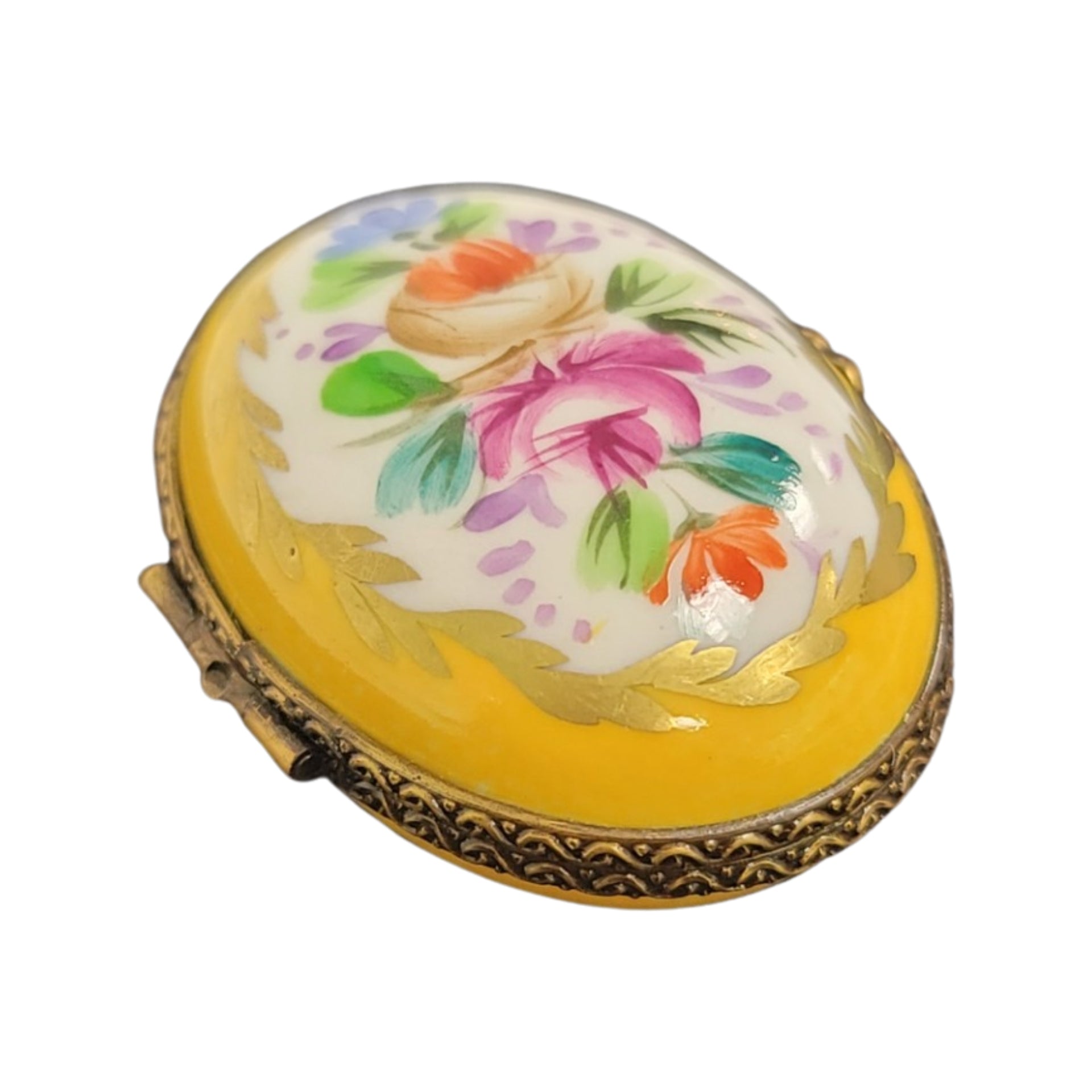 Charming Yellow Floral Limoges Box Porcelain Limoges LIMOGES BOXES traditional French Trinket Box