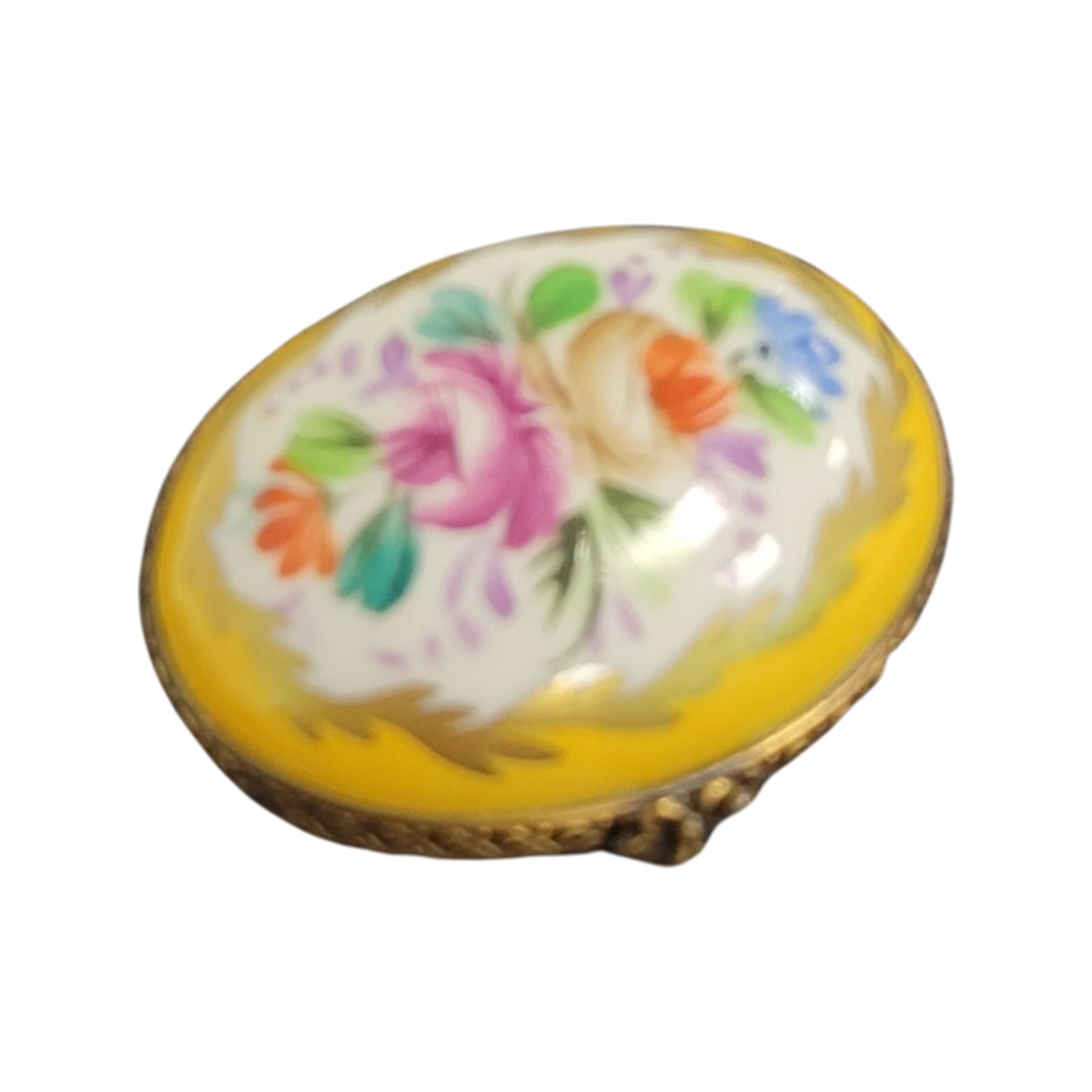 Charming Yellow Floral Limoges Box Porcelain Limoges LIMOGES BOXES traditional French Trinket Box