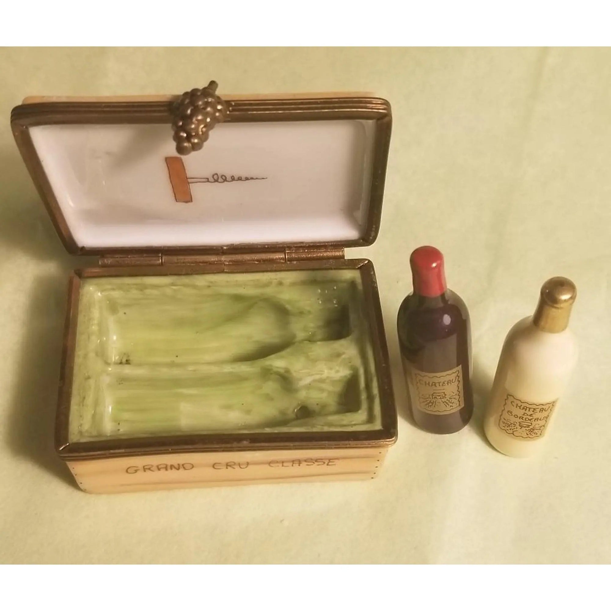 Chateau Wine Taster Crate Set Porcelain Limoges Wine Spirits French Trinket Box