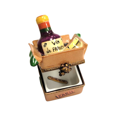 Cheese and Wine Treasure Box Porcelain Limoges food wine special French Trinket Box