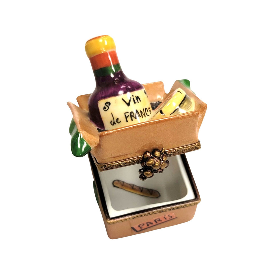 Cheese and Wine Treasure Box Porcelain Limoges food wine special French Trinket Box