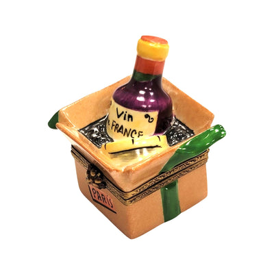 Cheese and Wine Treasure Box Porcelain Limoges food wine special French Trinket Box