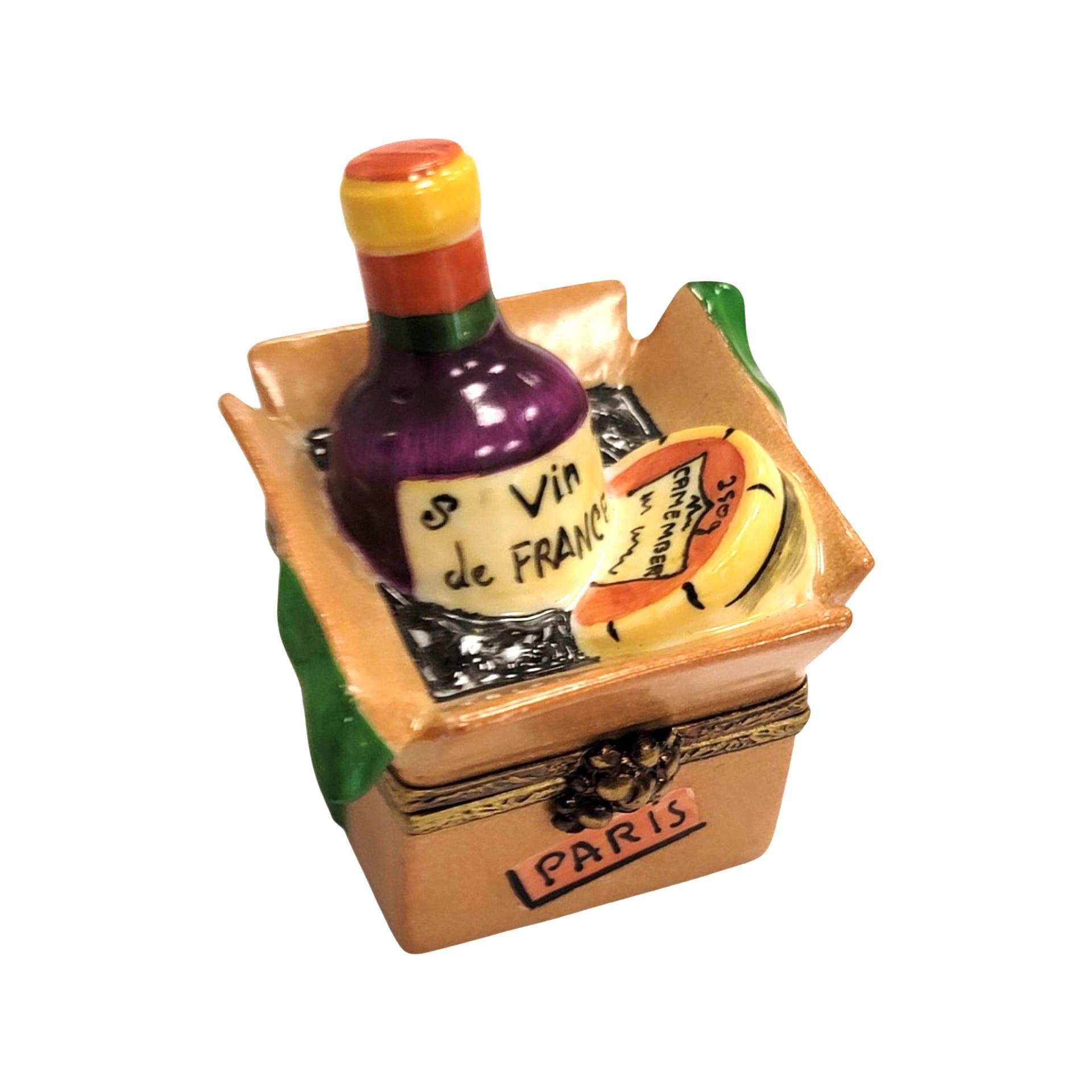 Cheese and Wine Treasure Box Porcelain Limoges food wine special French Trinket Box