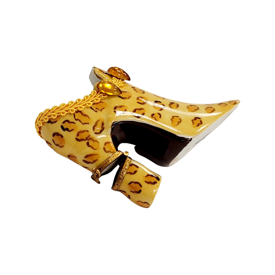 Cheetah Shoe Fashion Limoges Box Porcelain Figurine-shoe figurine LIMOGES BOXES-CH8C111