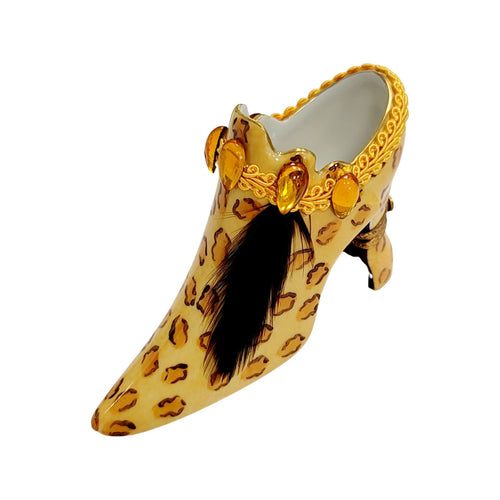 Cheetah Shoe Fashion Limoges Box Porcelain Figurine-shoe figurine LIMOGES BOXES-CH8C111