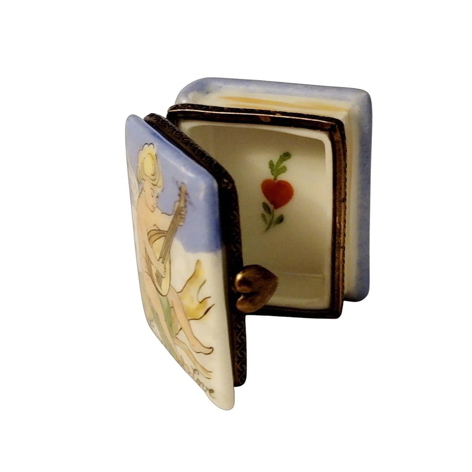Cherub Lyre Love Lyrics Box Porcelain Limoges Angel Religious love valentine music Limoges Box angel French Trinket Box