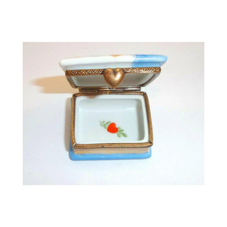 Cherub Book Lyre Limoges box, hand-painted porcelain made in France