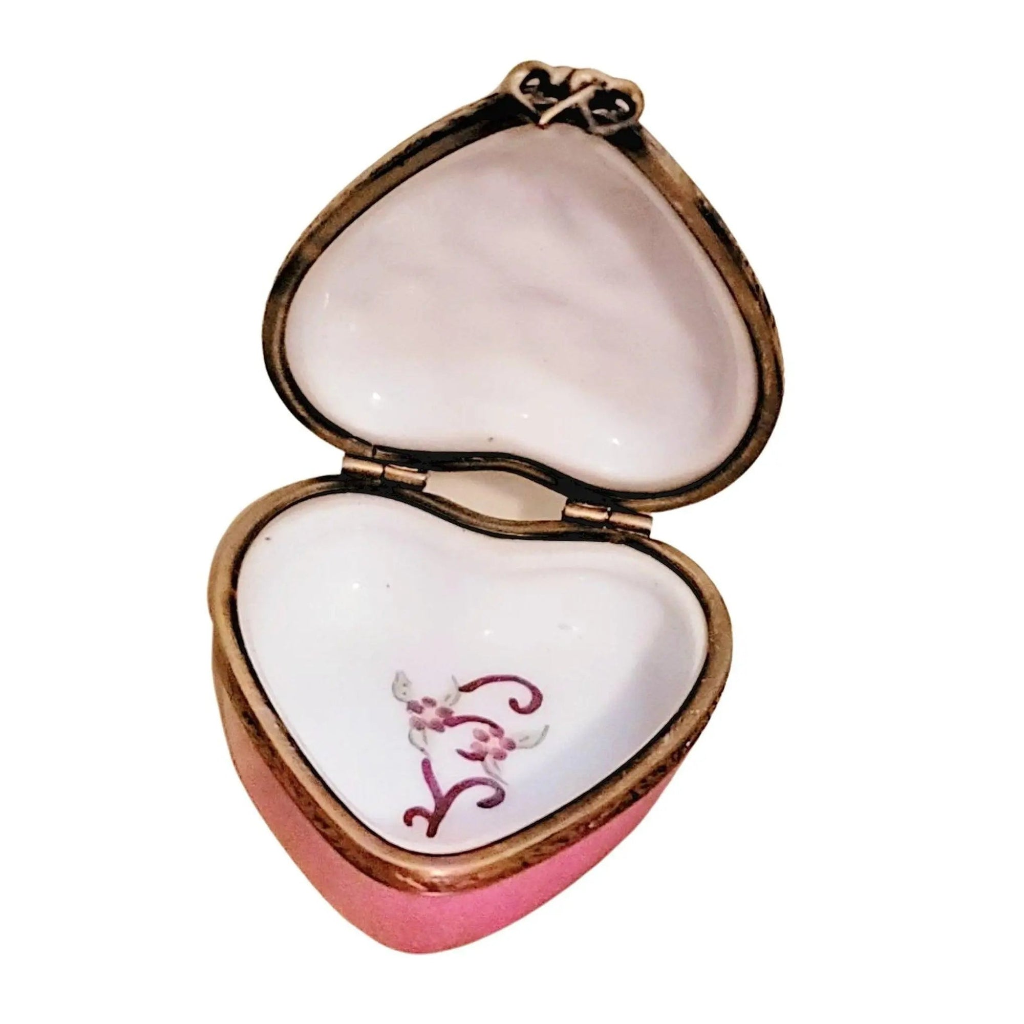 Cherubic Love Heart Box Porcelain Limoges Angel French Trinket Box