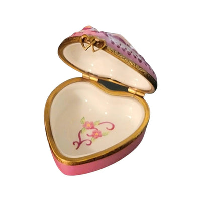 Cherubic Love Heart Box Porcelain Limoges Angel French Trinket Box