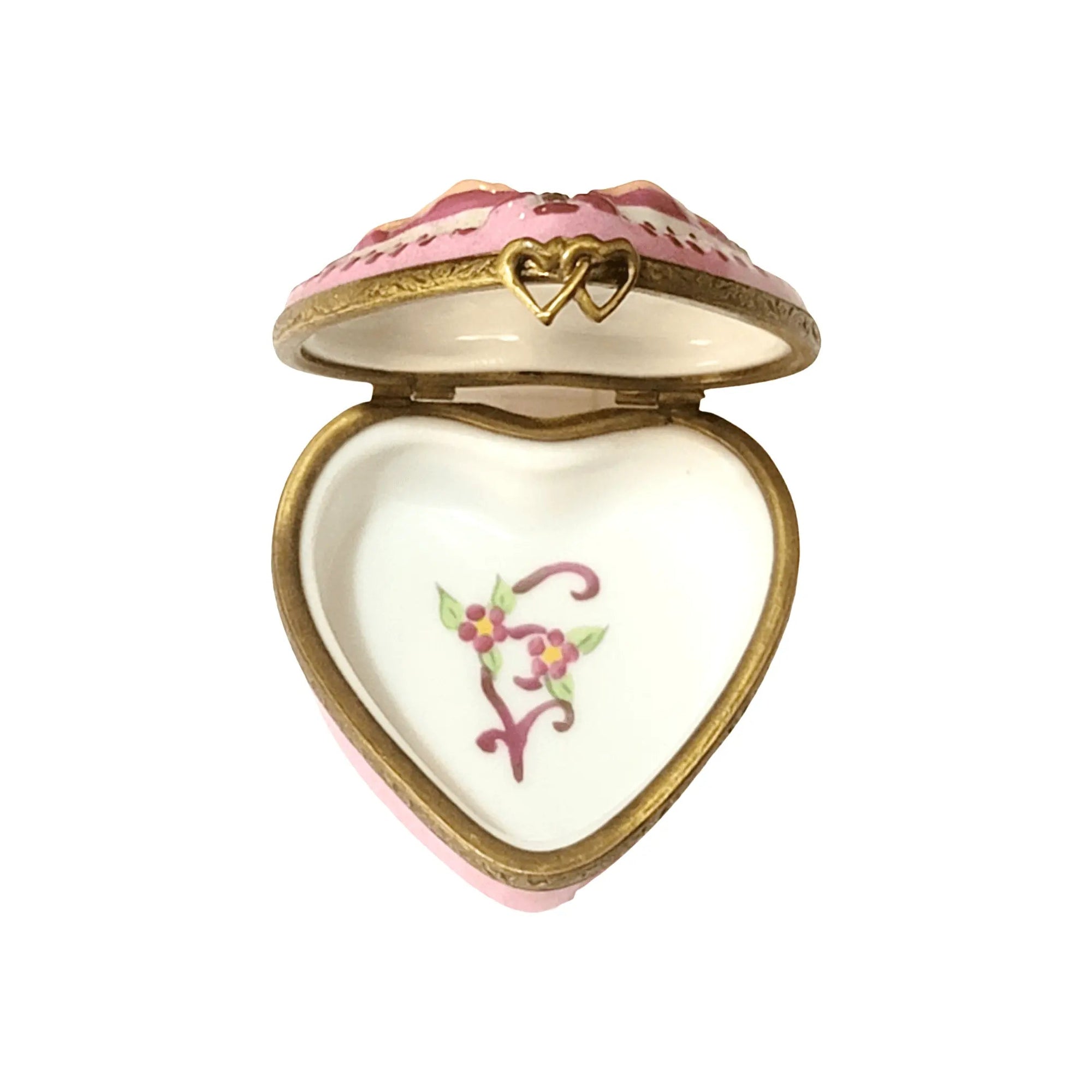 Cherubs on Pink Heart Box Porcelain Limoges Angel French Trinket Box
