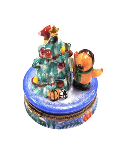 Children's Christmas Morning Joy Porcelain Limoges xmas baby French Trinket Box